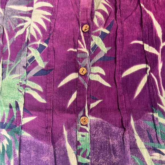 Roaman's Elegant Purple and Green Flower Pattern Tunic - Picture 4 of 5